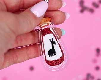 Emperor's New Groove Llama Potion Keychain: Liquid Glitter Acrylic Keychain