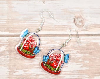 Terrarium Earrings | Dangle Hypoallergenic Earrings | Cute Plant Whimsical Earrings