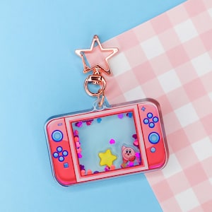 Kirby Inspired Switch Shaker Keychain | Keychain Charm | Anime and Video Games | Shaker Keychain