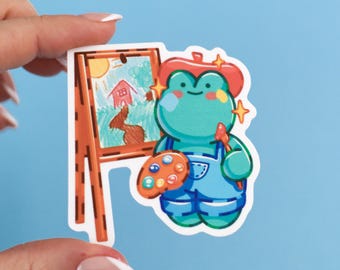 Artist Frog Sticker | Waterproof Vinyl Decal