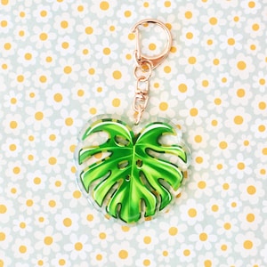 Monstera Leaf Keychain | Double-Sided Acrylic Plant Keyring
