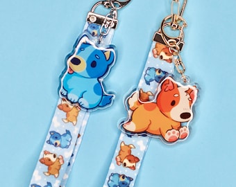 Blue Dog Wrist Lanyard and Keychain