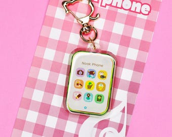 ACNH Nook Phone Keychain: Acrylic Video Game Charm