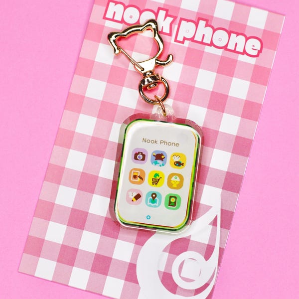 ACNH Nook Phone Keychain: Acrylic Video Game Charm