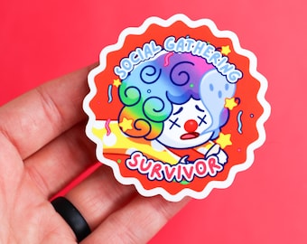 Social Gathering Survivor Sticker | Waterproof Vinyl, Glossy