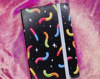 Sour Gummy Worm Notebook | Kawaii Aesthetic Notebook and Journal | Dotted-Paper Journal | Bullet Journal | Cute Stationery