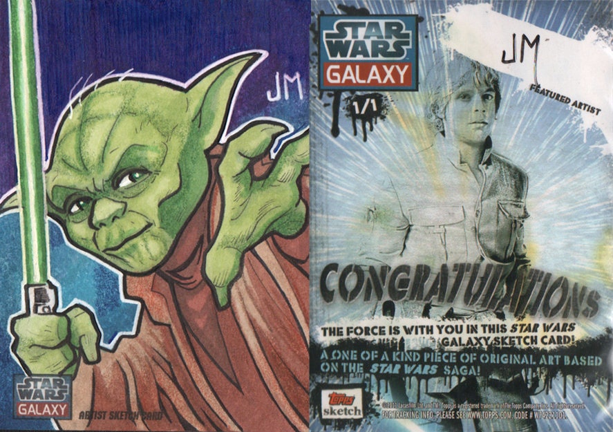 Yoda Star Wars Licensed Sketch Card Topps - Etsy