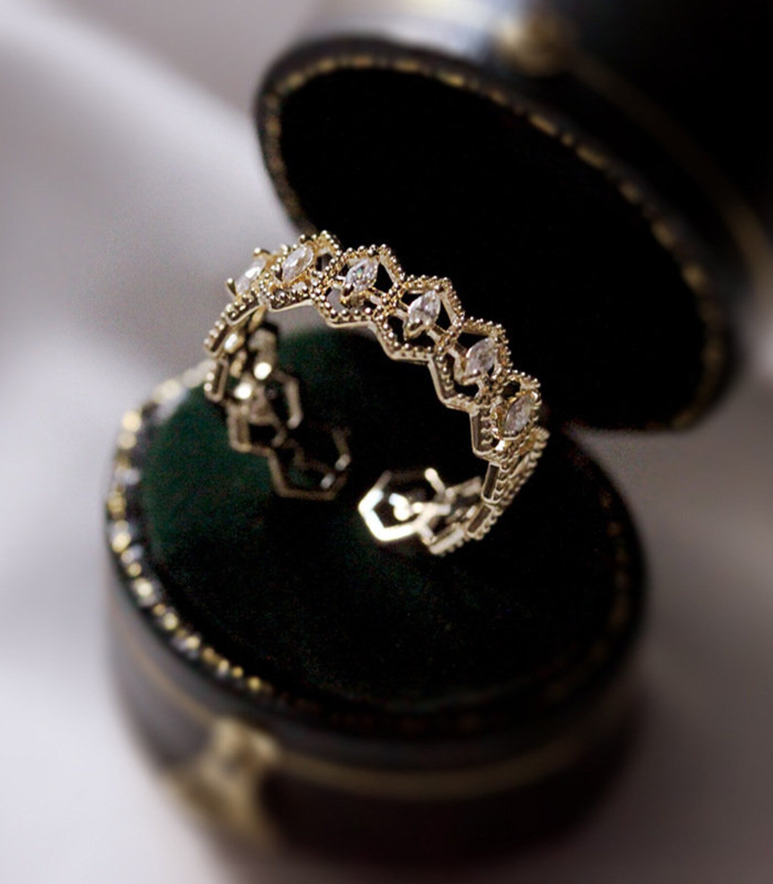 Gold Lace Band Ring Gold Band Ring Lace Ring Gemstone Ring Etsy