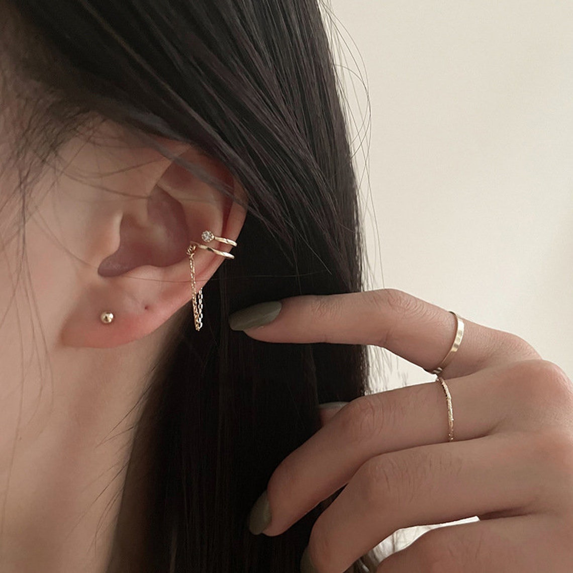 Ohrringe Mit Kette Zum Oberen Ohr Kette Ohr cuff Silber Kette Ohr cuff Ohrringe Coole Ohr | Etsy