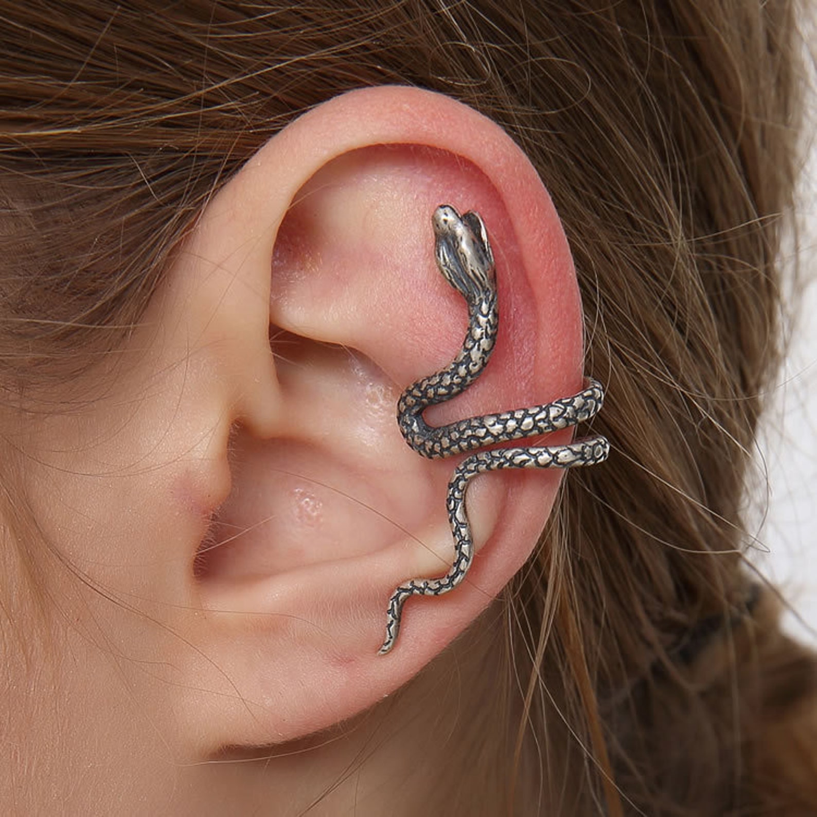 Snake Ear Cuff Silver Snake Earring Climber Earring | Etsy