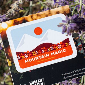 Mountain Magic Sticker & Decal - Mountain Sticker with Flowers - Kiss Cut Backing