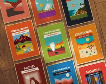 Retro Nationalparks Poster Set: US Reisedrucke (Digitaler Download