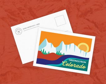 Retro Colorado Postcard: Greetings From Colorado Travel Art