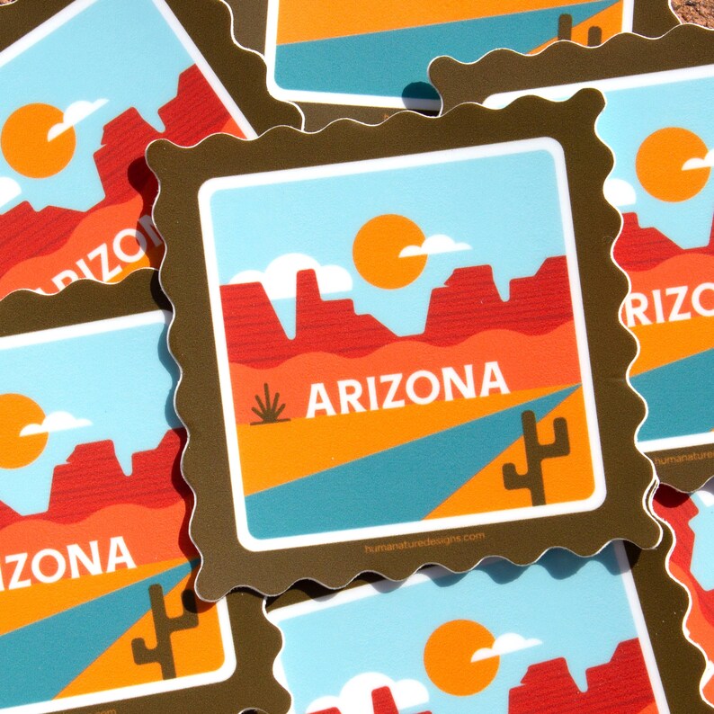 Retro Arizona State Sticker: Weatherproof Vinyl Desert Design - Etsy