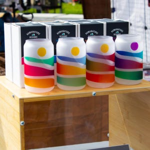 Colorful Mountain Beer Can Glass Set: Frosted Pint Glasses, Gift Wrapped