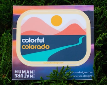 Colorful Colorado Vinyl Sticker: Mountain Landscape Art