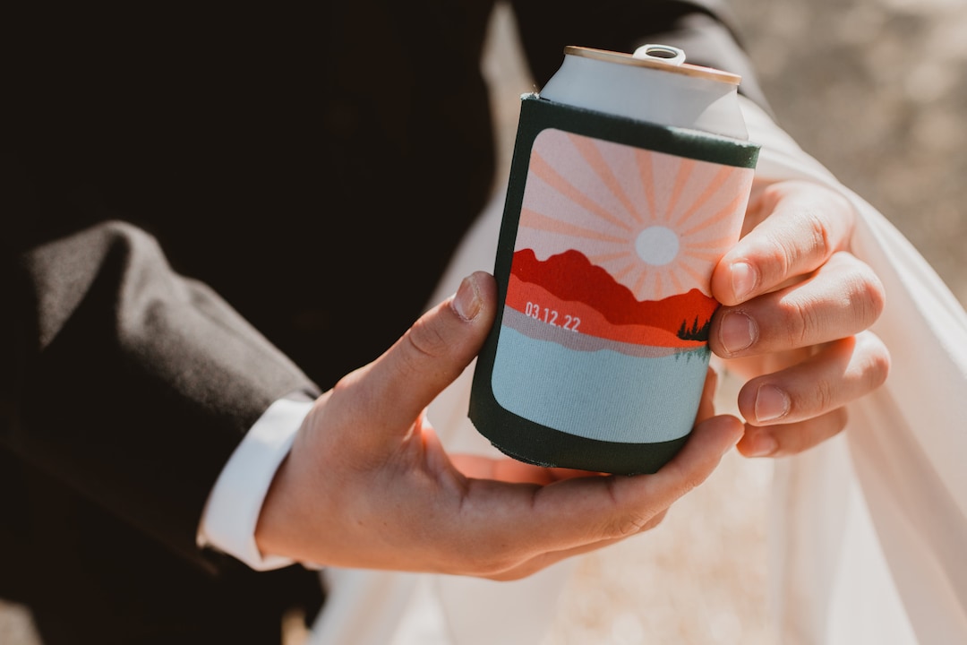 Mountain Wedding Koozies Custom Can Coolers for Weddings, Bachelor