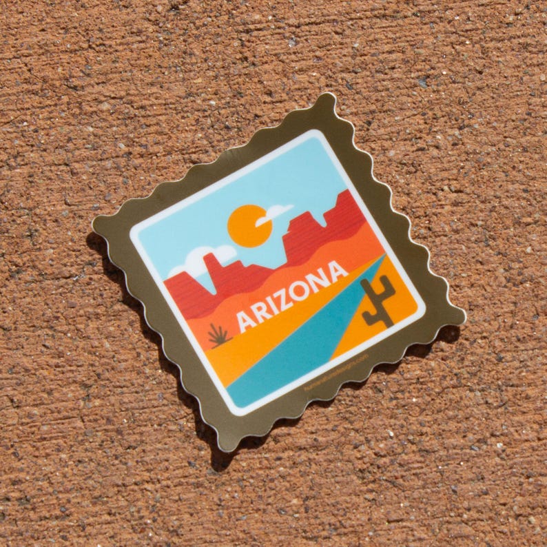 Retro Arizona State Sticker: Weatherproof Vinyl Desert Design - Etsy