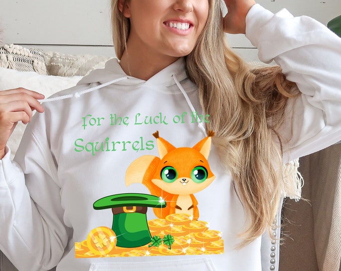 Anime Hoodie, St Patricks Day Squirrel Gifts Shirt, For the Luck of the Squirrels, Sister in Law Gifts, Roommate Gift, Best Selling Shirts