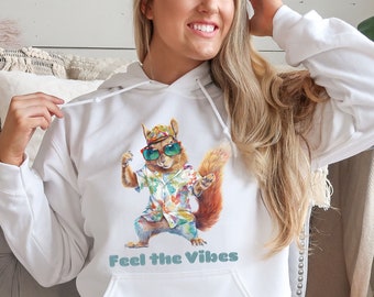 Essentials Hoodie Squirrel Gift, Feel the Vibes Best Friend Hoodie and Sister in Law Gift, Roommate Gift Best Selling Shirts, Anime Squirrel