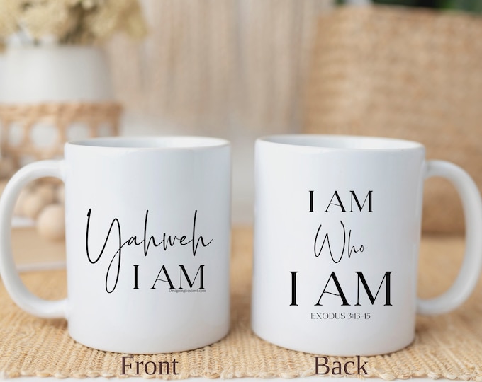 Yahweh Name of God Coffee Minimalist Mug, Christian Gifts for Your Best Friend, Coffee Lover Pastor Appreciation Gift, Unique Scripture Mug