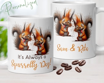 Customizable Red Squirrel Coffee Mug: Funny ADHD Crazy Woodland Creature Gift for Best Friend, Roommate, Sister in Law, Coworker