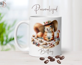 Customizable Mugs, Roommate Gift, Beach Babe, Personalized Squirrel Mugs, Large Coffee Mugs, Cool Coffee Mugs, Best Wifey Mug, Cute Squirrel