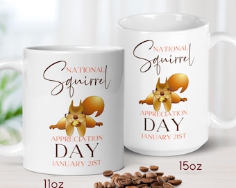 Squirrel Gifts Coffee Mug a Keepsake for Squirrel Appreciation Day, Brown Squirrel with Glasses, 11oz and  15oz Large Mug, Squirrel Lovers