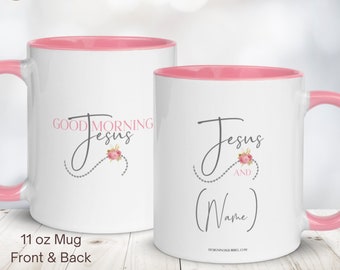 Good Morning Jesus Gifts Personalized Coffee Mug, Christian Gift for Christian Sister, Pastor’s Wife, Coffee Lover, Custom Coffee Mugs,Boho,