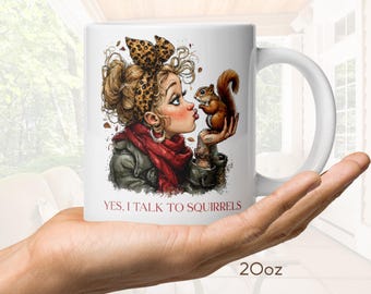Mama Coffee Mug for Mothers Day, I Talk to Squirrels Gifts, Hot Chocolate Mug for Roommate, Funny Coffee Mugs, 20oz Large Jumbo Coffee Mug
