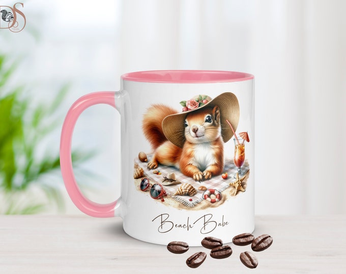 Mama Coffee Mugs, Squirrel Gifts, Beach Babe, Squirrel Mug, Roommate Gift, Best Friend Gift, Cute Coffee Mug, Girlfriend Gift Ideas, BFF