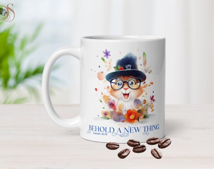 Squirrel Gifts Christian Coffee Mugs, Behold a New Thing Anime Squirrel Mugs for Mama, Roommate Gift, Best Wifey Mug, Large Coffee Mugs, BFF