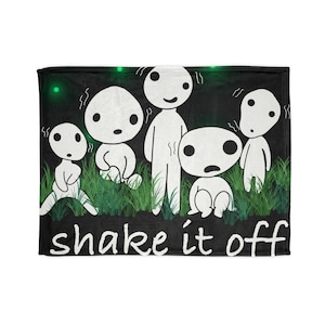 Przytulny koc anime - Shake It Off miękki poliestrowy pled, kanapa, Kodama, zabawny wystrój, unikalny design, Ghibli, księżniczka Mononoke