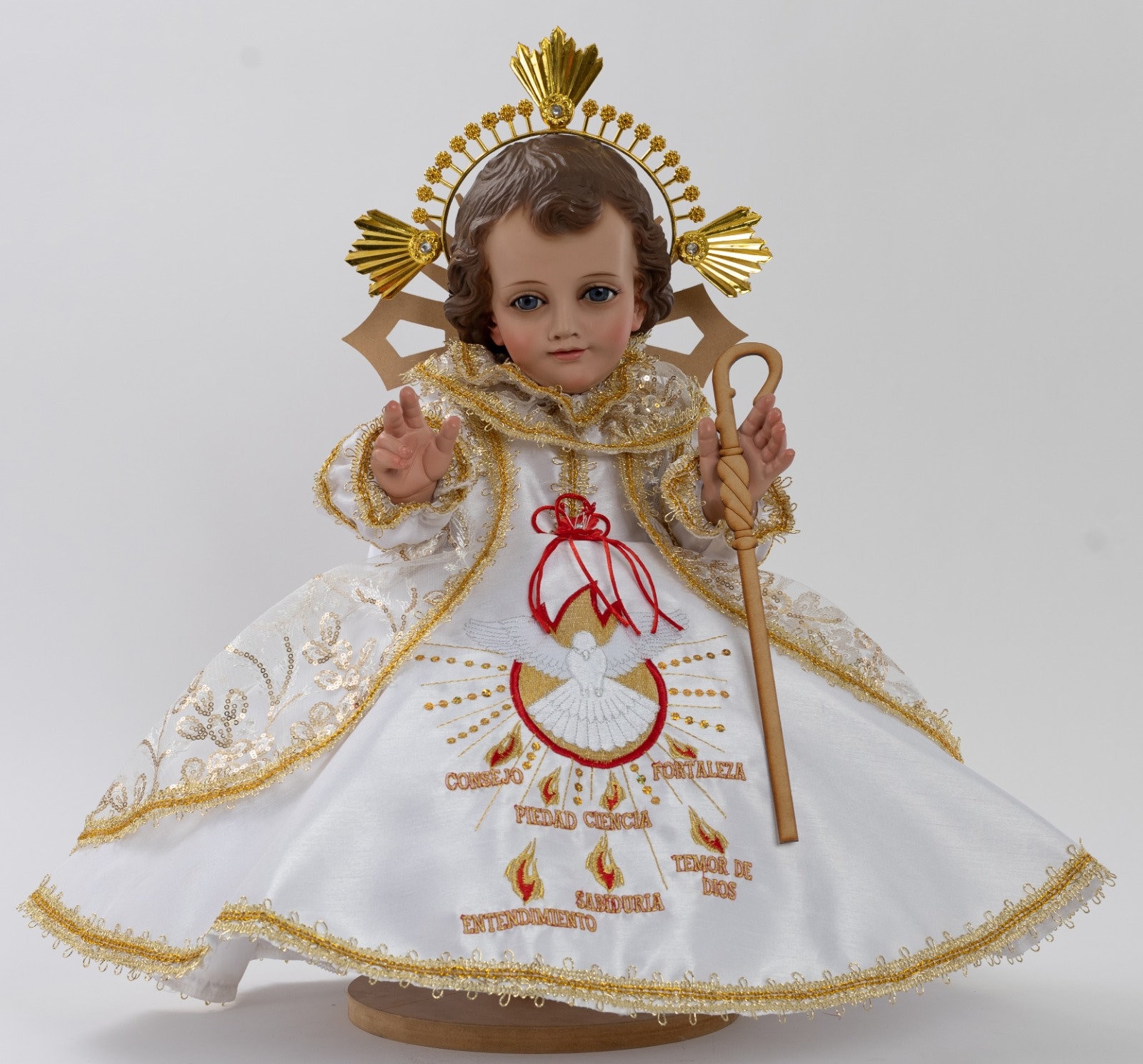 Trajecito de espiritu santo para Niño Dios con accesorios Incluidos/Baby Jesus Outfit