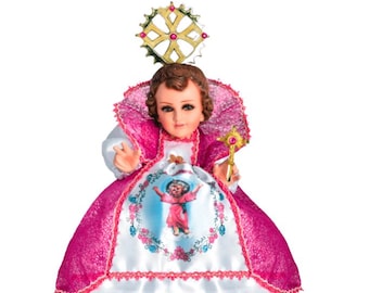 Trajecito de Divino Nino Estampado para Niño Dios con accesorios Incluidos/Baby Jesus Outfit