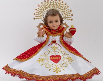 Trajecito de Sagrado corazón para Niño Dios con accesorios Incluidos/Baby Jesus Outfit