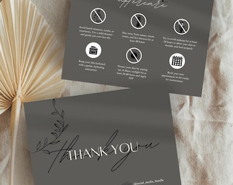 Facial Aftercare Cards  | Esthetician Services | Thank You Cards | Treatment Card | Spa Business | Branding