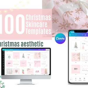 WEIHNACHTS-HAUTPFLEGE VORLAGE / Social-Media-ästhetik / 100 posts / Hautpflege / Kosmetikerin / Branding/ Urlaub