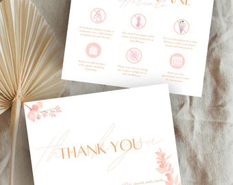 Dermaplaning Aftercare Cards  | Esthetician Services | Thank You Cards | Treatment Card | Spa Business | Branding
