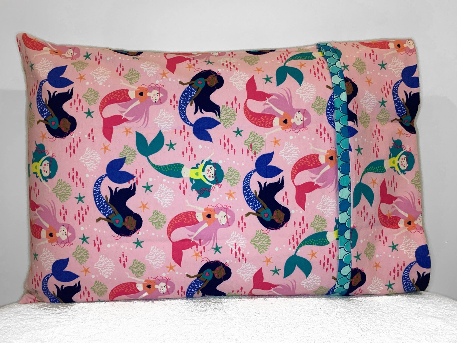 Pillow Case Novelty Mermaid Themed Pattern With French Seam Etsy