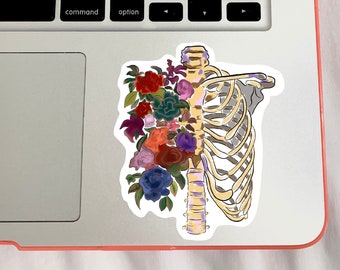 Lunge Anatomie Sticker | Brustkorb | Blumenkunst | Blumen Lunge | Rosen