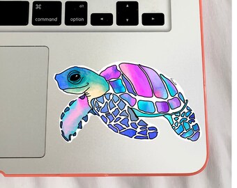 Sea Turtle Sticker | Watercolor Sticker | Multicolor Turtle | Decal