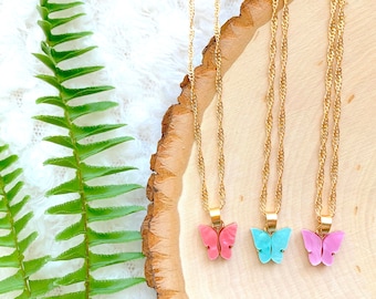Butterfly Necklace and Earrings | Butterfly Set | Gold Plated Jewelry | You Pick The Color | Butterfly Charm