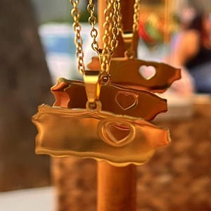 Puerto Rico Necklace | Stainless Steel Pendant | Gold | Long Chain