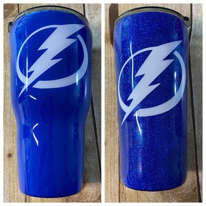 Tampa Bay Lightning Custom made Stainless Steel Glitter Covered or Solid Colored Yeti
