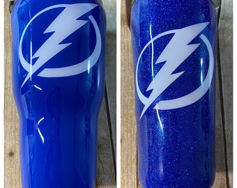 Tampa Bay Lightning Custom made Stainless Steel Glitter Covered or Solid Colored Yeti