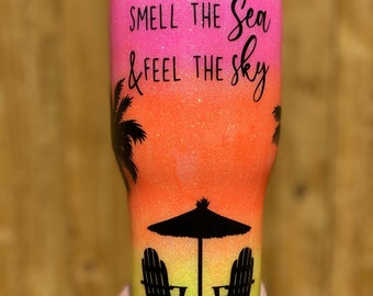 Sunset Beach Scene Custom stainless steel cup tumbler yeti