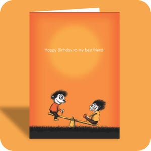 Carte d'anniversaire humoristique | MEILLEUR AMI | 3e meilleur prix | Sarcasme | Illustration | Humour sec