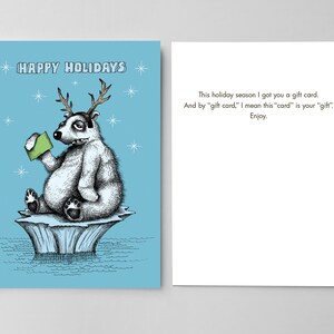 HOLIDAY GIFT CARD • Grappige vakantiekaarten • Sarcastische kaarten • Humoristische kaarten • Grappig binnen • Kale Kerel Groeten