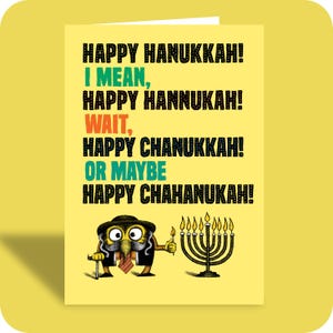 Carte drôle de Hanoucca | HANUKKA HANNUKAH Hanoucca | Drôle | Sarcastique | Orthographe